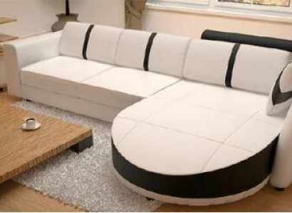 LEDERSOFA ECKSOFA MIT BETTFUNKTION DESIGNERSOFA SCHLAFSOFA LEDERECKCOUCH mit USB