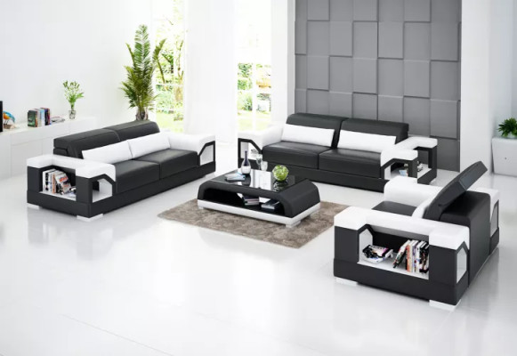 Sofagarnitur 321 Sitzer Couchtisch Wohnlandschaft Ledersofa Modernes Sofa Couch