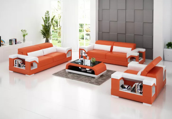 Sofagarnitur 321 Sitzer Couchtisch Wohnlandschaft Ledersofa Modernes Sofa Couch