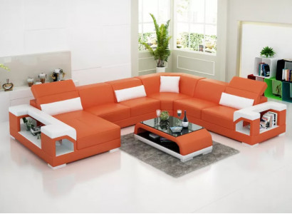Ecksofa Wohnlandschaft Eckcouch Eckgarnitur Polster Sofa UForm Ledersofa Couch