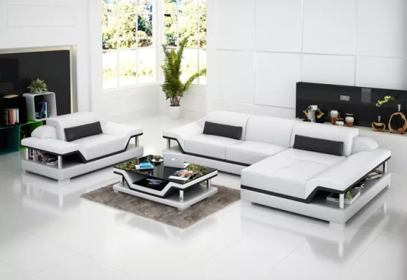 Ecksofa Wohnlandschaft Eckcouch Eckgarnitur Polster Sofa LForm Ledersofa Couch