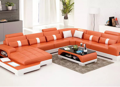 Ecksofa Polster Ecksofa U-Form Modernes Sofa Ledersofa Designer-Sofa