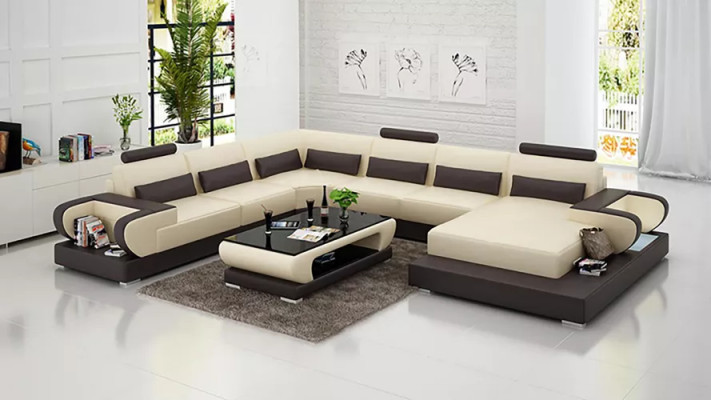 Ecksofa Polster Polsterecke UForm Couchtisch Modernes Sofa Wohnlandschaft Neu