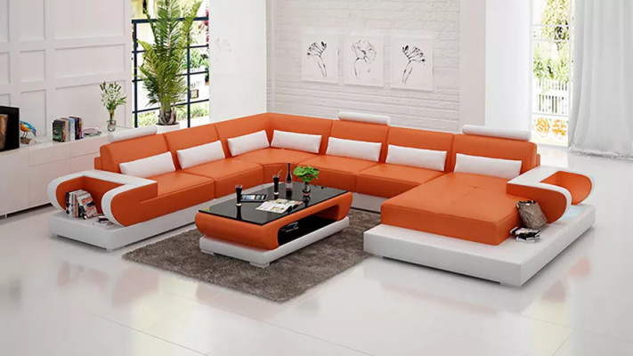 Ecksofa Polster Polsterecke UForm Couchtisch Modernes Sofa Wohnlandschaft Neu