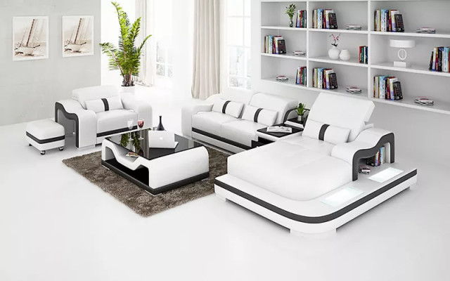 Designer Sofa Ecksofa L Form Sessel Sitzpolster Polster Wohnlandschaft Ledersofa