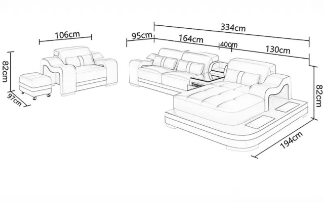 Designer Sofa Ecksofa L Form Sessel Sitzpolster Polster Wohnlandschaft Ledersofa