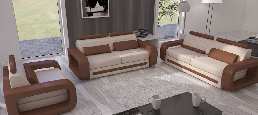 Sofagarnitur Sofa Couch Polster Leder Couchen Sofas 3+2+1 Set Davos Garnitur Neu