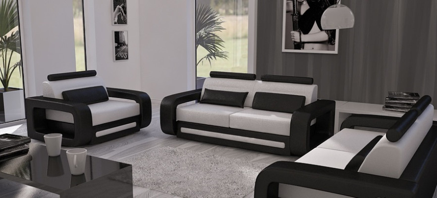 Sofagarnitur Sofa Couch Polster Leder Couchen Sofas 3+2+1 Set Davos Garnitur Neu