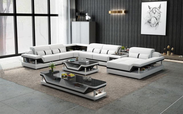 Perfekte Harmonie Großes Leder-Ecksofa U-Form für ein stilvolles Wohnzimmer