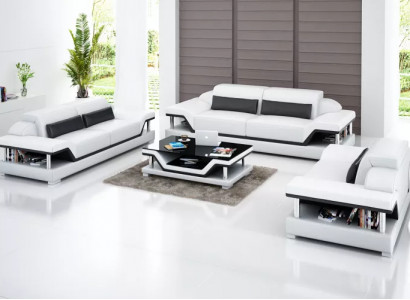 Wohnlandschaft Sofagarnitur 221 Sitzer Couchtisch Ledersofa Modernes Sofa Couch