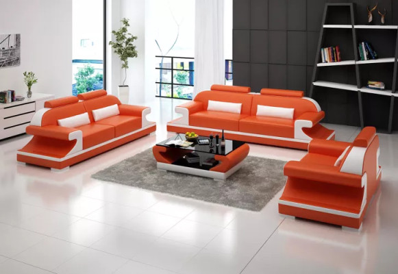 Moderne Sofagarnitur 221 Sitzer Couchtisch Ledersofa Sofa Couch Wohnlandschaft