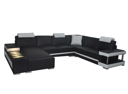 Designer Leder Polster Ecke Sofa mit USB Polster Eck Landschaft Zimmer Big Leder