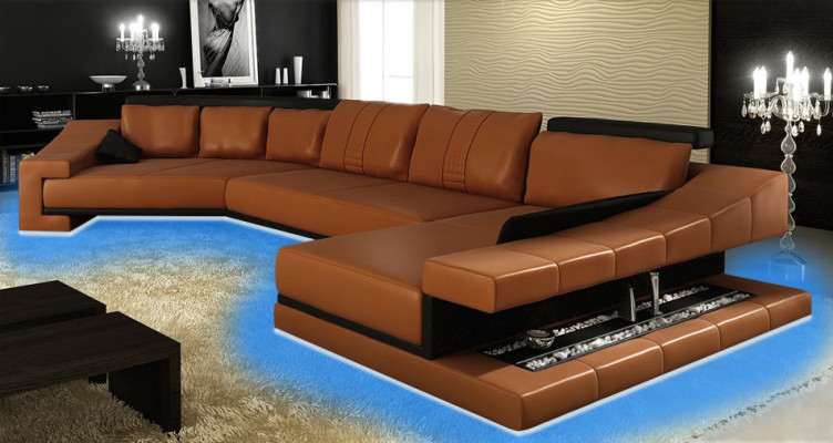 Ledersofa Wohnlandschaft XXL Ecksofa Bigsofa Couch Garnitur Designersofa PHM105
