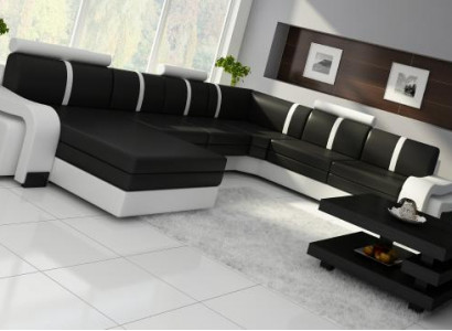 Wohnlandschaft Sofa mit USB Polster Ledersofa Ecksofa Eckcouch Ledergarnitur NEU