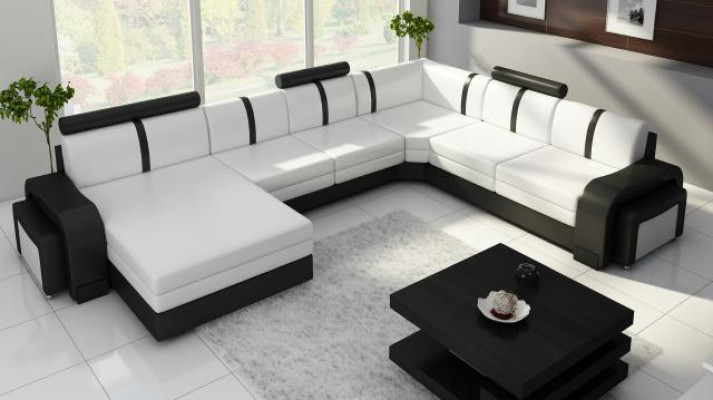 Wohnlandschaft Sofa mit USB Polster Ledersofa Ecksofa Eckcouch Ledergarnitur NEU