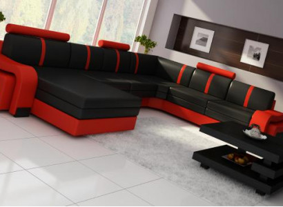 Ecksofa Eckcouch NEU Wohnlandschaft Sofa Polster Ledersofa mit USB Ledergarnitur