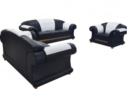 3+2+1 Garnitur Leder Sofa Couch Polster Couchen Sofas Wohnlandschaft Luxus Neu