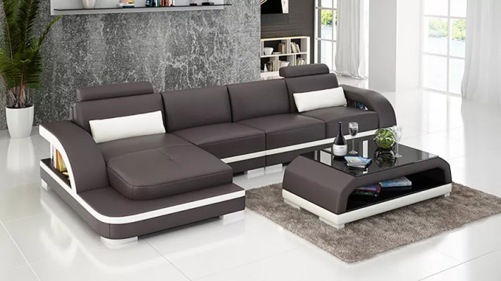 Modernes Sofa Wohnlandschaft Ledersofa Ecksofa Polster Ecksofa L-Form