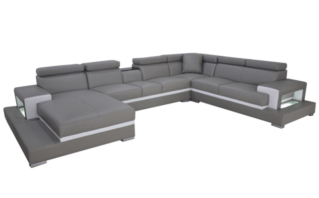 Moderne Sitz Polster Wohnlandschaft Wohnzimmer Polster Ecke Couch USB + Licht