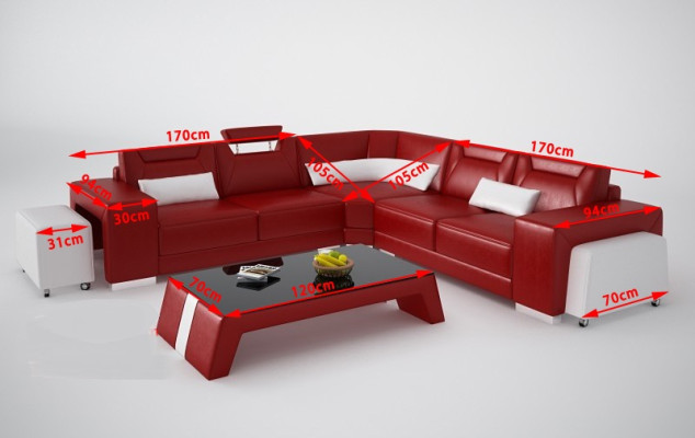 Leder Modern Couch Wohnlandschaft Ledersofa Sofagarnitur Sofa L Form Couchtisch