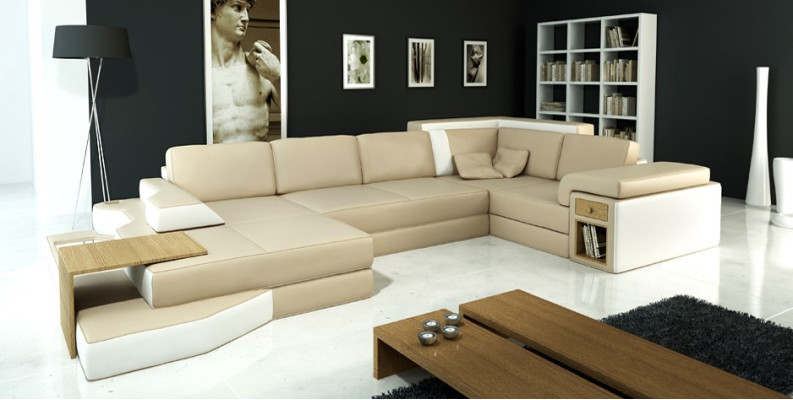 XXL Design Big Sofa +USB Ecksofa Couch Wohlandschaft U Form Leder Textil Ecke