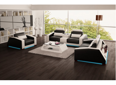 Ledersofa Couch Sofagarnitur Neu 3+2+1 Sitzer Garnitur Design Modern Sofa +USB