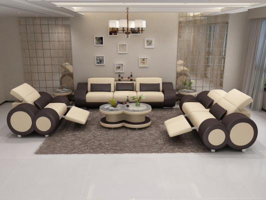 Ledersofa Couch Sofagarnitur 3+2+1 Garnitur Design Modern Sofa + USB Sitzer Neu