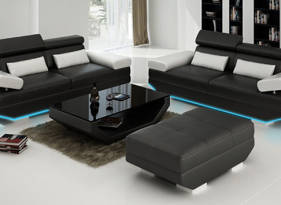 Ledersofa Sofa mit USB Wohnlandschaft 2+2 Garnitur Design Couch Sofa
