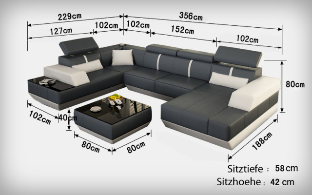 Ledersofa Sofa Couch Wohnlandschaft Ecksofa Garnitur Design Modern Sofa K5015