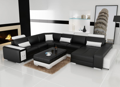 Ledersofa Couch Wohnlandschaft Ecksofa Modern Eck Dekor Design Garnitur