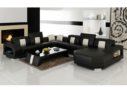 Wohnlandschaft Couch Polster Eck Garnitur Designer Ledersofa