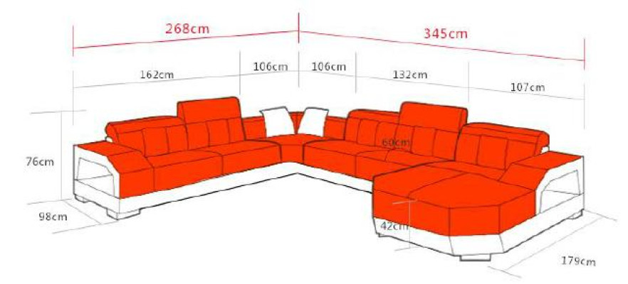 Wohnlandschaft Couch Polster Eck Garnitur Designer Ledersofa