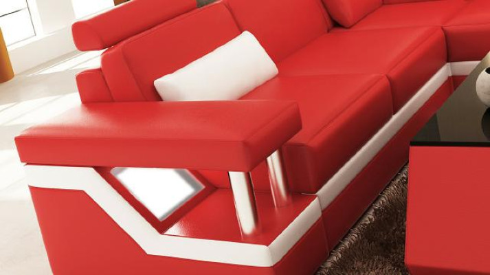 LEDERSOFA XXL WOHNLANDSCHAFT GARNITUR USB LEDER ECKSOFA Maßanfertigung HH4