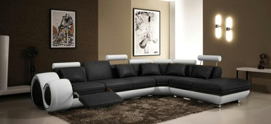 LEDERSOFA LEDERCOUCH USB GARNITUR SOFA WOHNLANDSCHAFT SCHWARZ/WEIß Maßfertigung