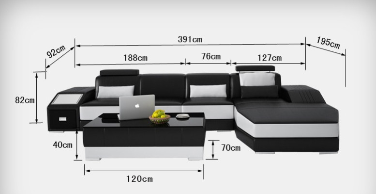 Ledersofa mit USB,Wohnlandschaft Ecksofa Eck Garnitur Design Modern Sofa L6003C
