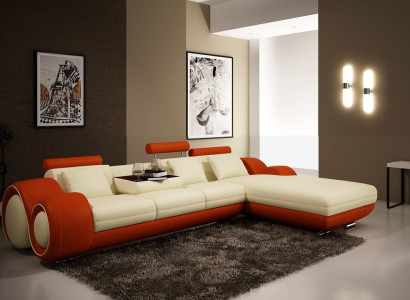 Ledersofa Couch Wohnlandschaft Ecksofa Eck Garnitur Design Modern Sofa A1163E