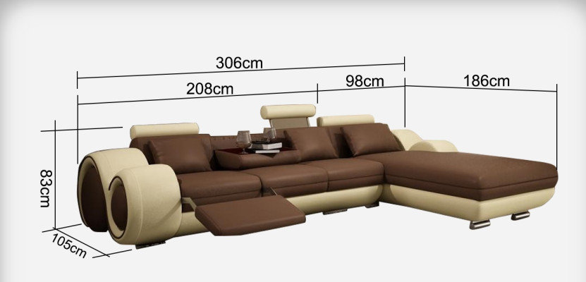 Ledersofa Couch Wohnlandschaft Ecksofa Eck Garnitur Design Modern Sofa A1163E