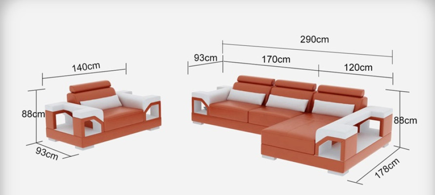 Ledersofa Wohnlandschaft Ecksofa + Sessel Eck Garnitur Design Modern