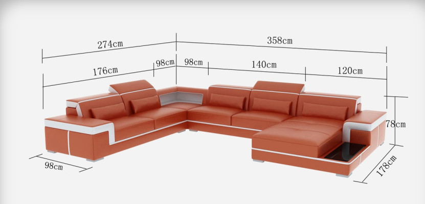  Ledersofa Couch Wohnlandschaft Ecksofa Eck Garnitur Design Modern Sofa G8020 Neu