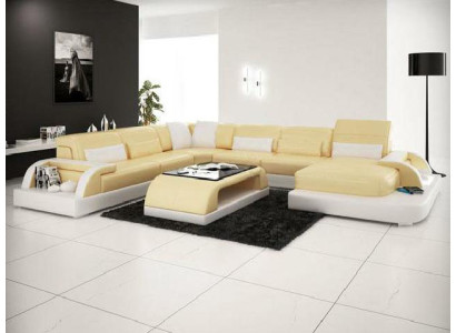 Wohnlandschaft Couch Polster Eck Garnitur Designer Ledersofa Big Sofa Couchen