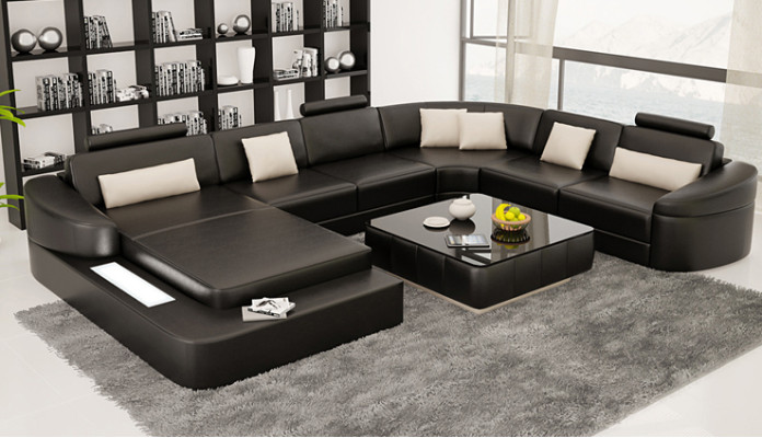 Wohnlandschaft Couch Polster Eck Garnitur Designer Ledersofa Big Sofa Kelcher