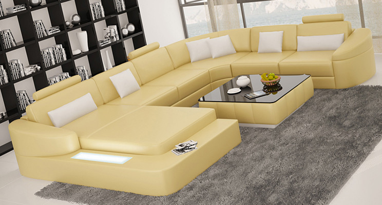 Wohnlandschaft Couch Polster Eck Garnitur Designer Ledersofa Big Sofa Kelcher
