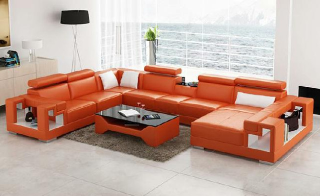 Ledersofa Wohnlandschaft Ecksofa Couch Sofa Eck Garnitur Ecke XXL Big 2710A