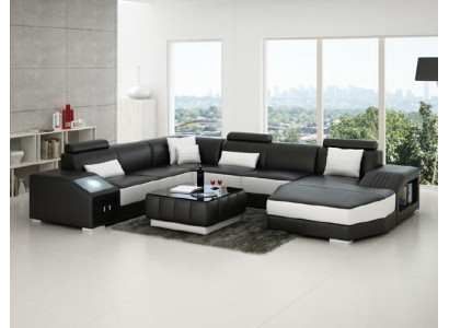 Wohnlandschaft Ecksofa Ledersofa Sofa Couch Polster Sitz Eck Garnitur Neu