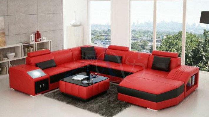 Wohnlandschaft Ecksofa Ledersofa Sofa Couch Polster Sitz Eck Garnitur Neu