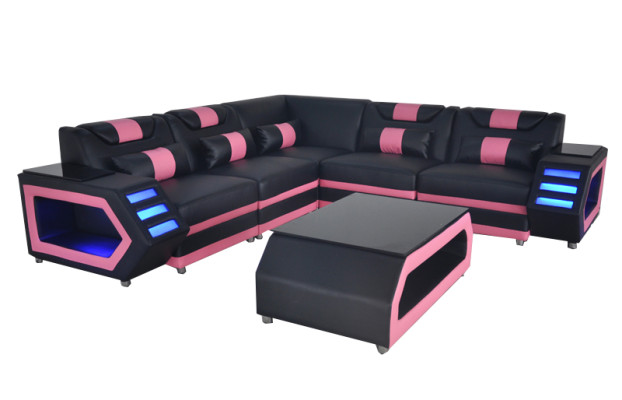 Designer Polster Couch Eck Leder Ecke Sofa Polster Landschaft Zimmer