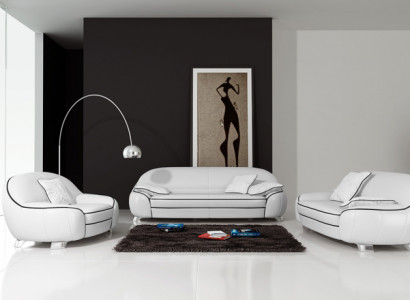 Ledersofa Couch Wohnlandschaft 3+2+1 Sitzer Garnitur Design Modern Sofa F3013