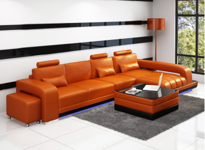 Ledersofa Couch Wohnlandschaft Ecksofa Eck Garnitur Design Modern Sofa F3017C