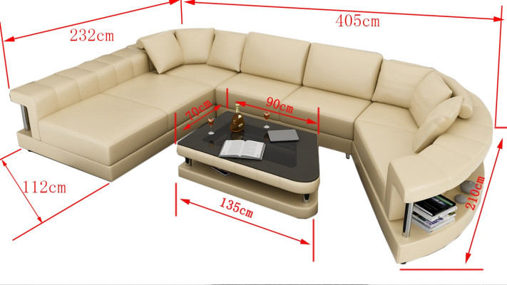 Ledersofa Couch Wohnlandschaft Ecksofa Eck Garnitur Design Modern Sofa + USB !