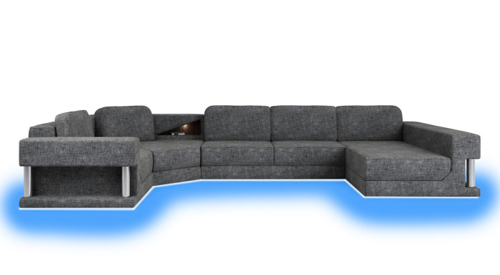 Modern Ecksofa USB LED Couch Polster Leder Design Sofa Garnitur Wohnlandschaft